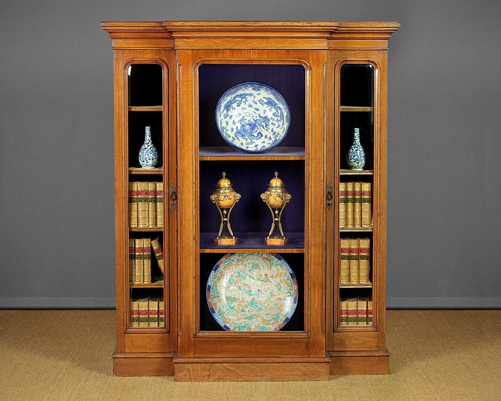 Breakfront Oak Display Cabinet c.1880.