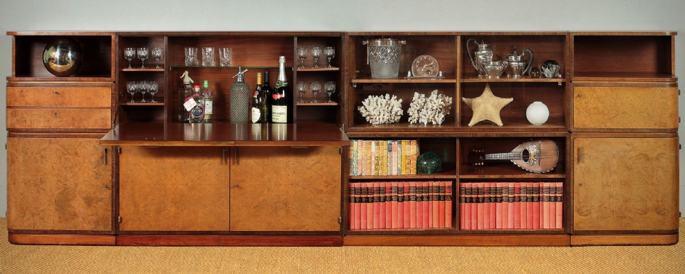 Long Art Deco Modular Cabinet & Bookcase c.1930. View IV