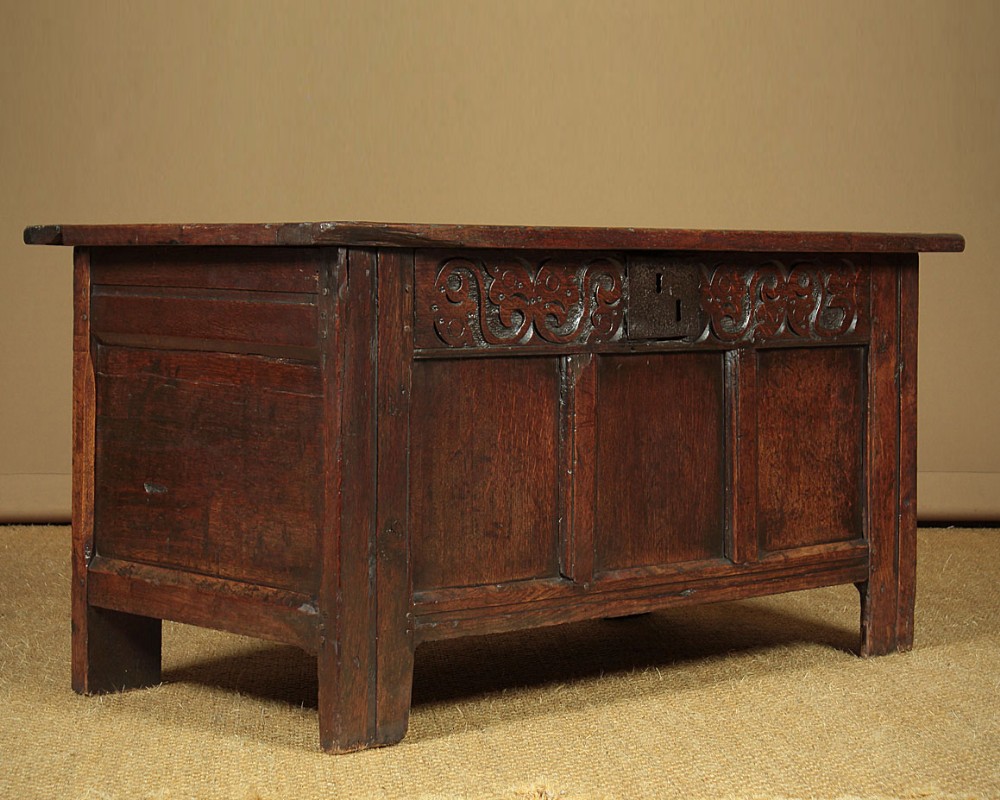 Small 18th.c. Carved Oak Coffer c.1720.
