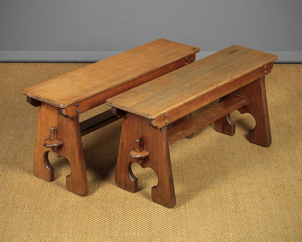 Pair Short Hardwood Benches c.1930.