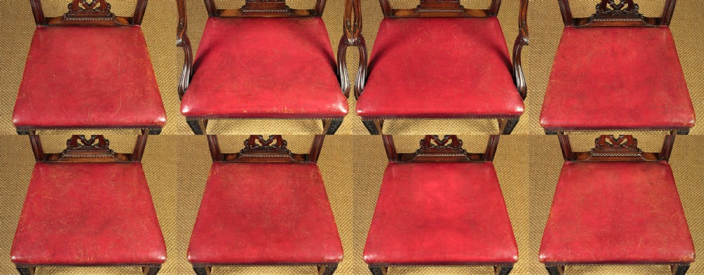 Set Eight Late 19th.c. Chippendale Style Mahogany Dining Chairs c.1890. View X