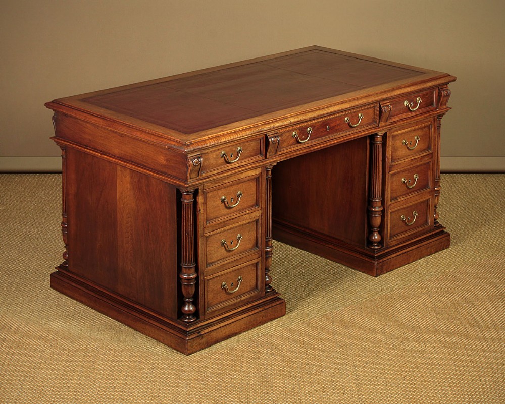 Large Walnut Pedestal Desk c.1880. 