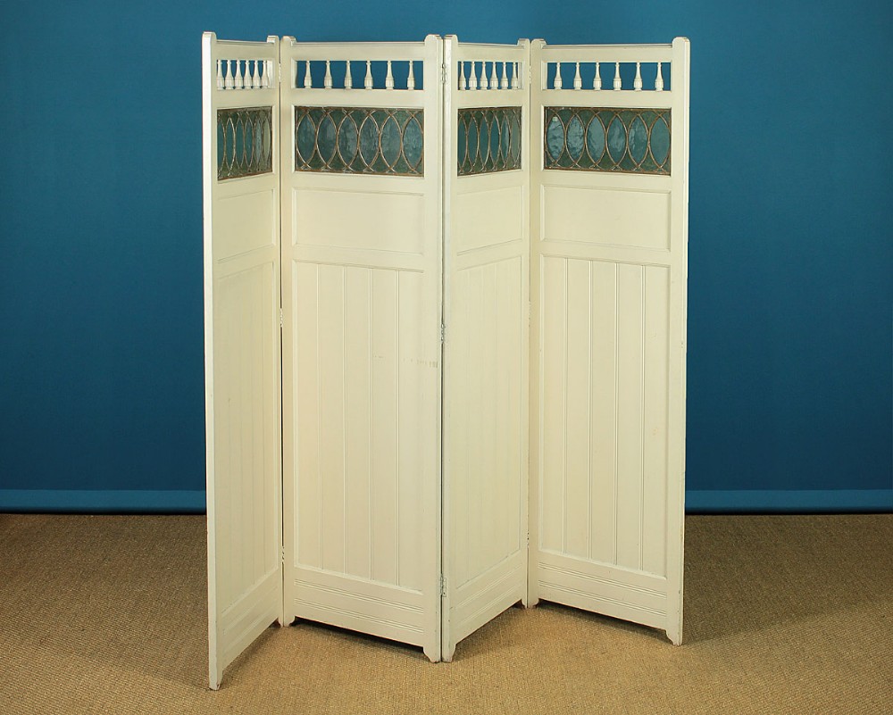 Arts & Crafts Style Painted Folding Screen c.1900.