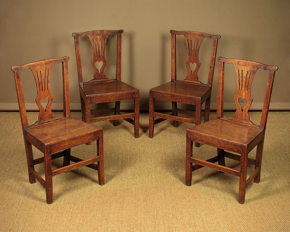 Set of Four Country Chippendale Dining Chairs c.1810.