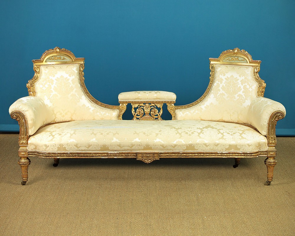 French Giltwood Sofa or Chaise c.1870.