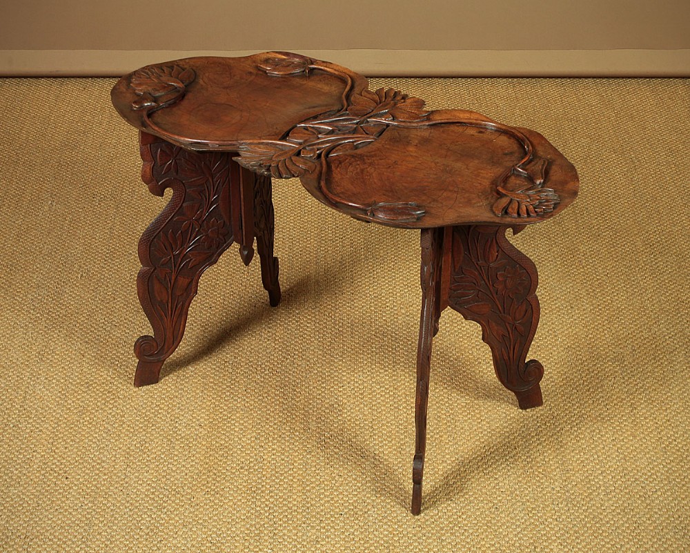 Lotus Carved Anglo-Indian Side Table c.1910.
