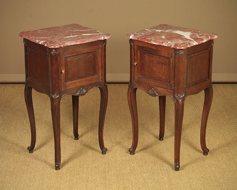 Pair French Oak Bedside Cabinets c.1920. 
