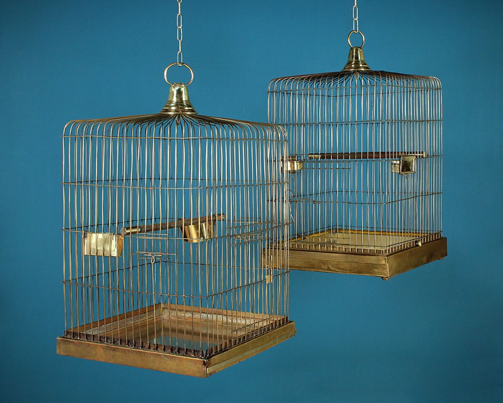 Pair of Large Brass Bird Cages c.1920.