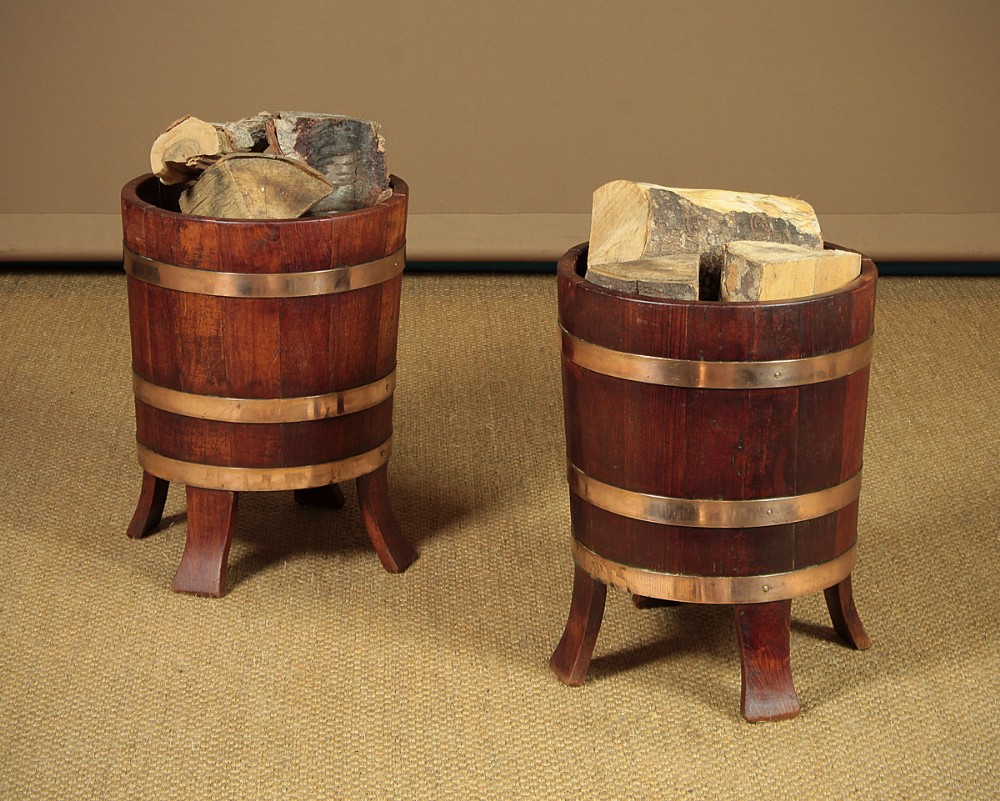 Pair Edwardian Oak Log Buckets c.1905.