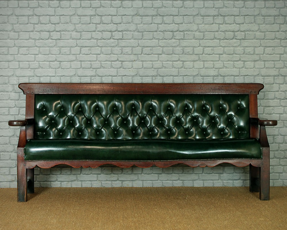 Long Upholstered Waiting Room Seat c.1880.