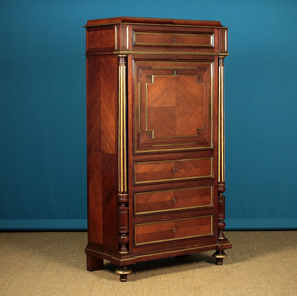 Brass Mounted Rosewood Secretaire Abattant c.1880.
