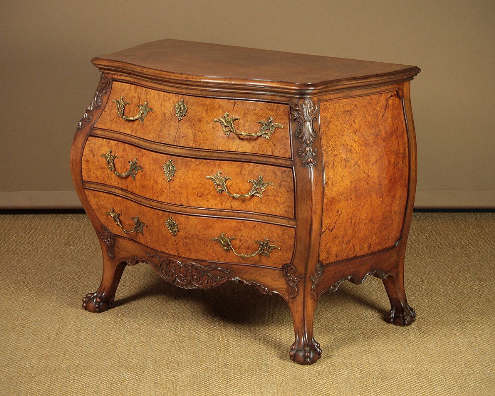 Walnut Bombe Chest of Drawers c.1930.