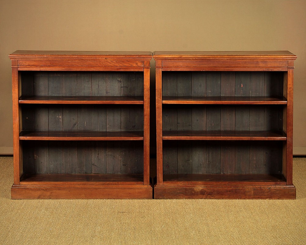 Pair Edwardian Oak Open Bookshelves c.1910.