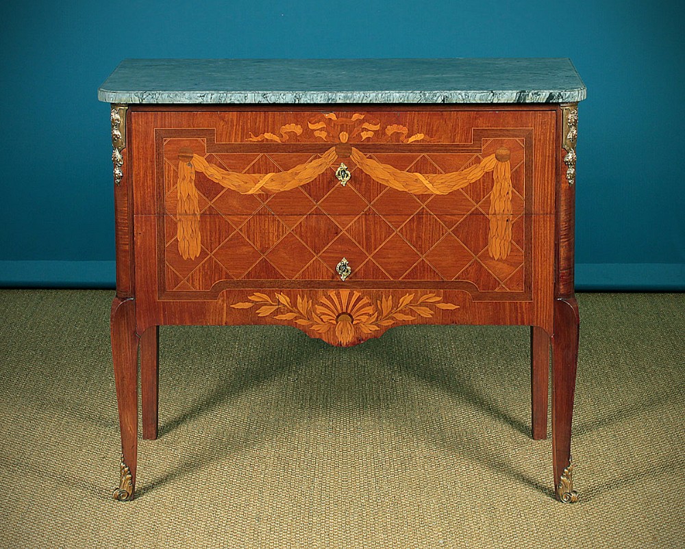 French Marquetry Front Two Drawer Commode c.1930.