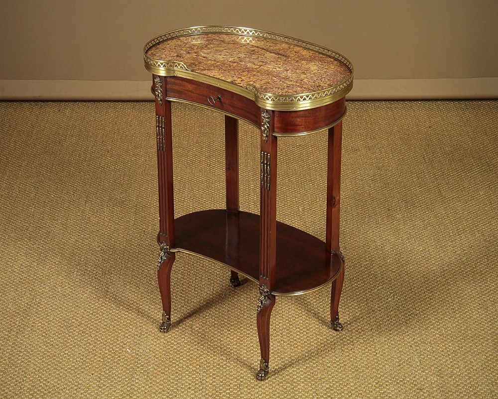 19th.c. Brass Mounted Marble & Mahogany Side Table c.1890.