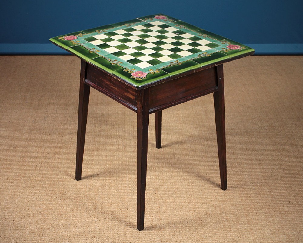 Edwardian Era Arts & Crafts Tile Top Games Table c.1905