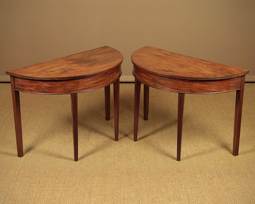 Pair of George III Demi-Lune Console Tables c.1810.