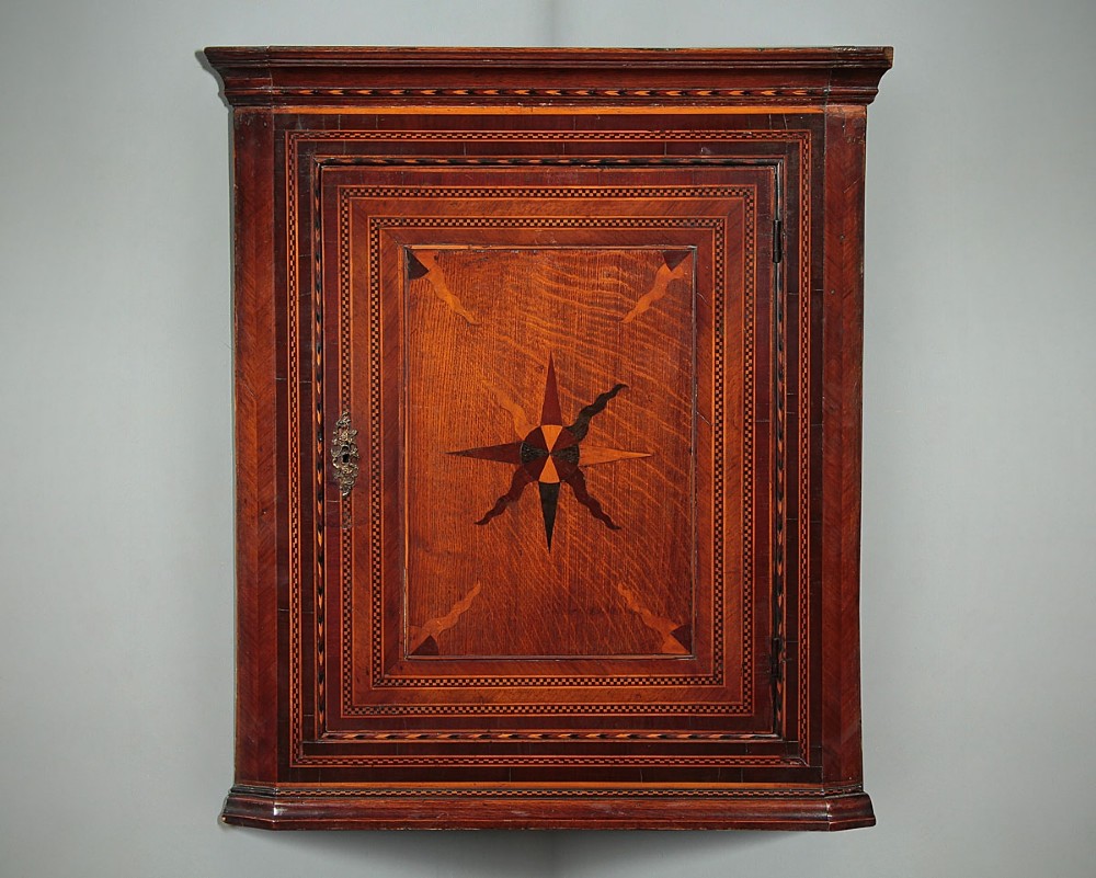 Early 19th.c. Corner Cupboard With Exceptional Inlaid Front c.1810.
