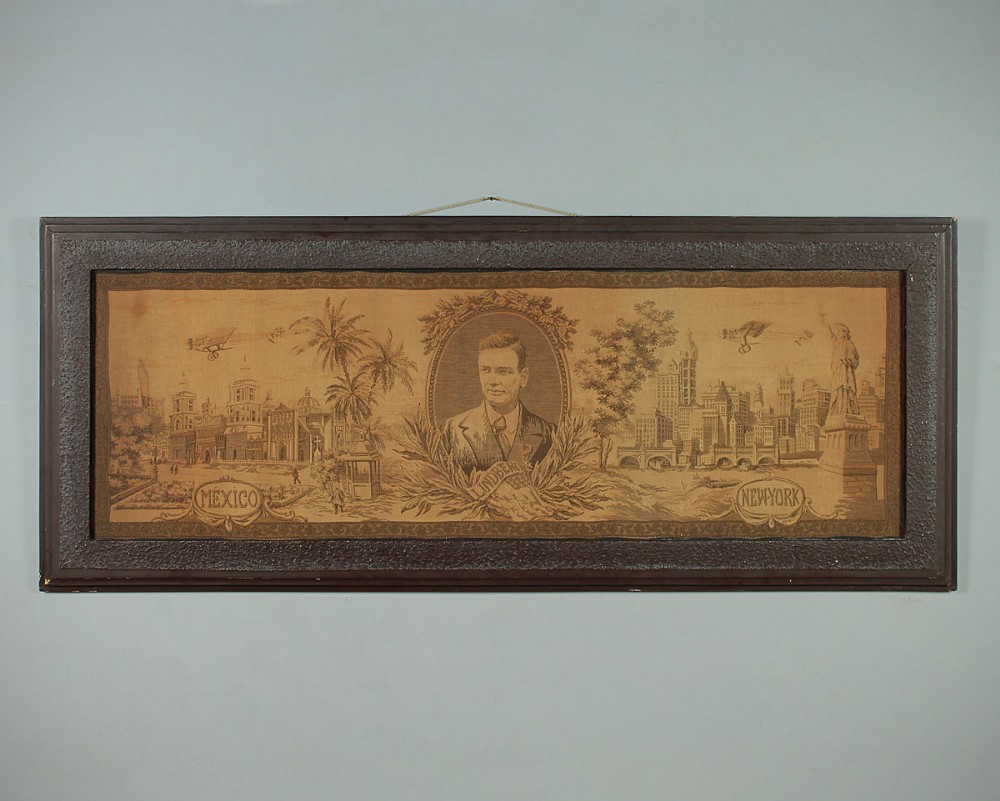 Charles Lindbergh & The Spirit of St Louis Commemorative Tapestry c.1927. 
