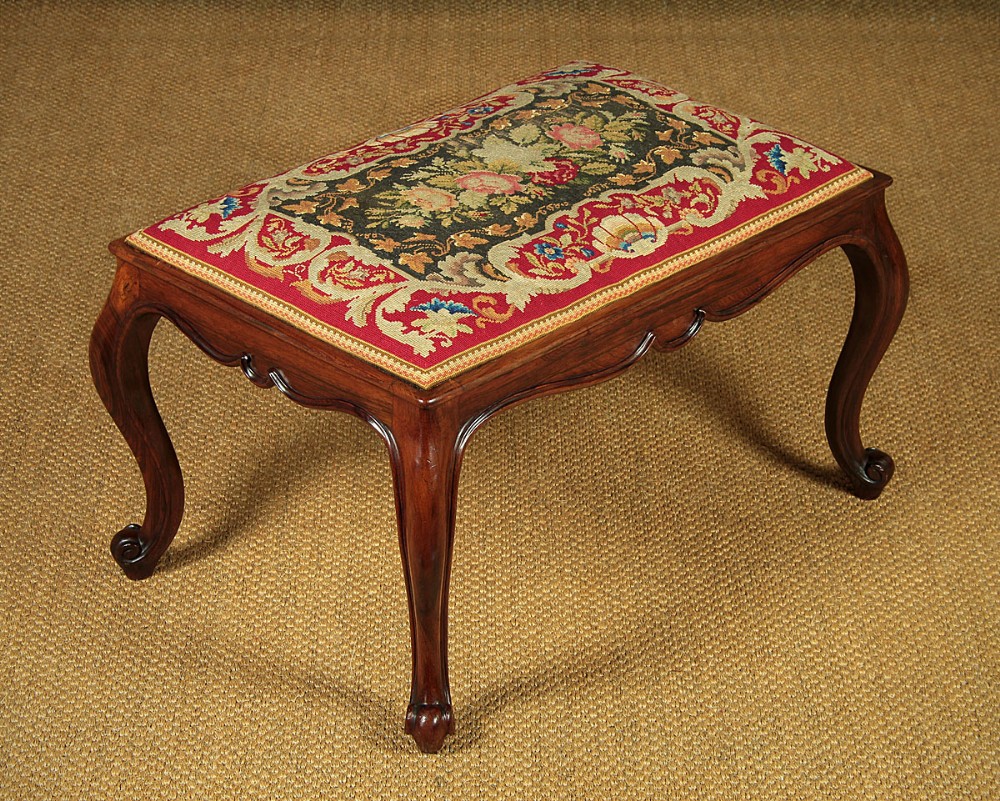 Large Tapestry Top Rosewood Stool c.1880.