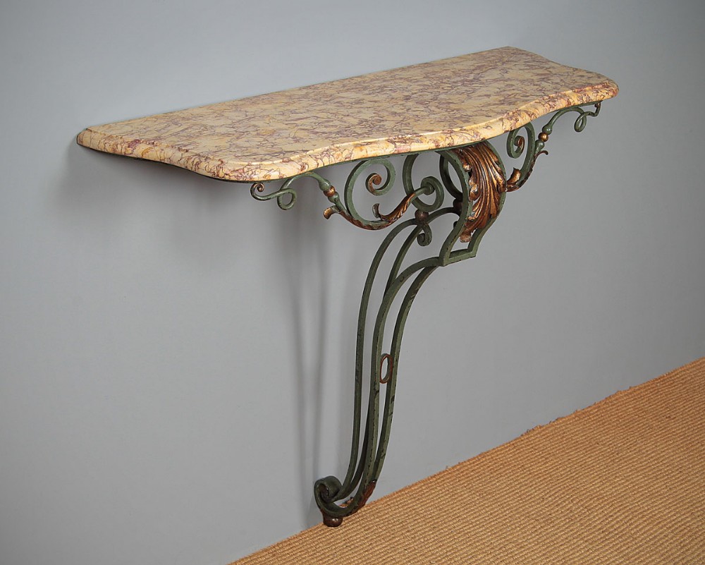 Stylish Marble & Painted Wrought Iron Console Table c.1930. 