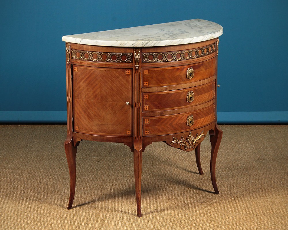 French Marble Top Demi-Lune Side Cabinet c.1930.
