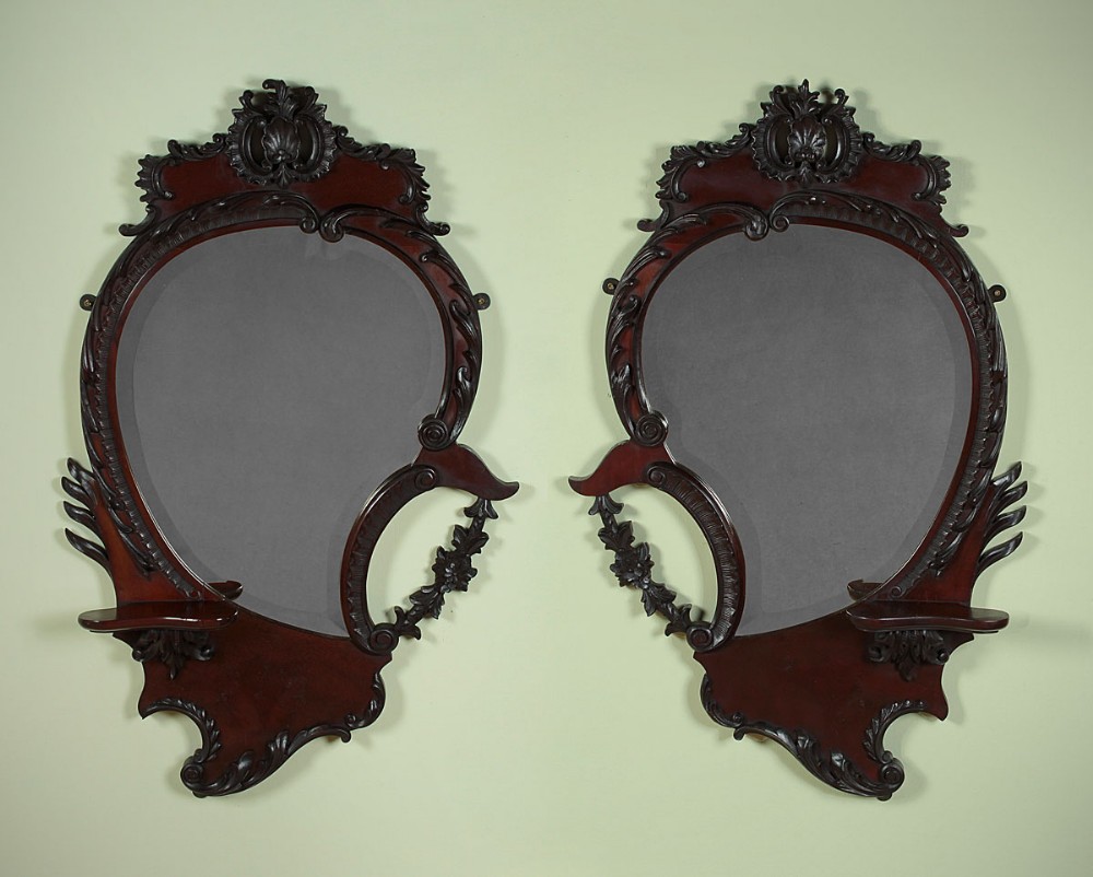 Pair of Ornate Mahogany Wall Mirrors c.1890.