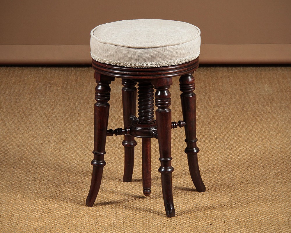 Late 19th.c. Mahogany Dressing Or Music Stool c.1880.