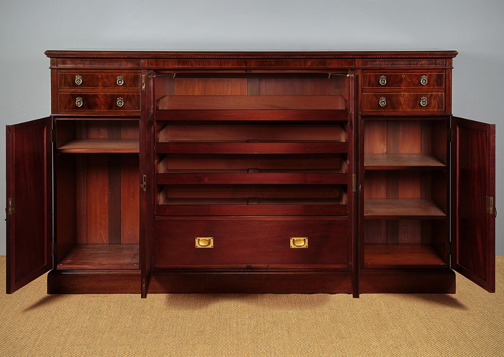 Long Low Sheraton Style Gentleman’s Clothes Press c.1905.