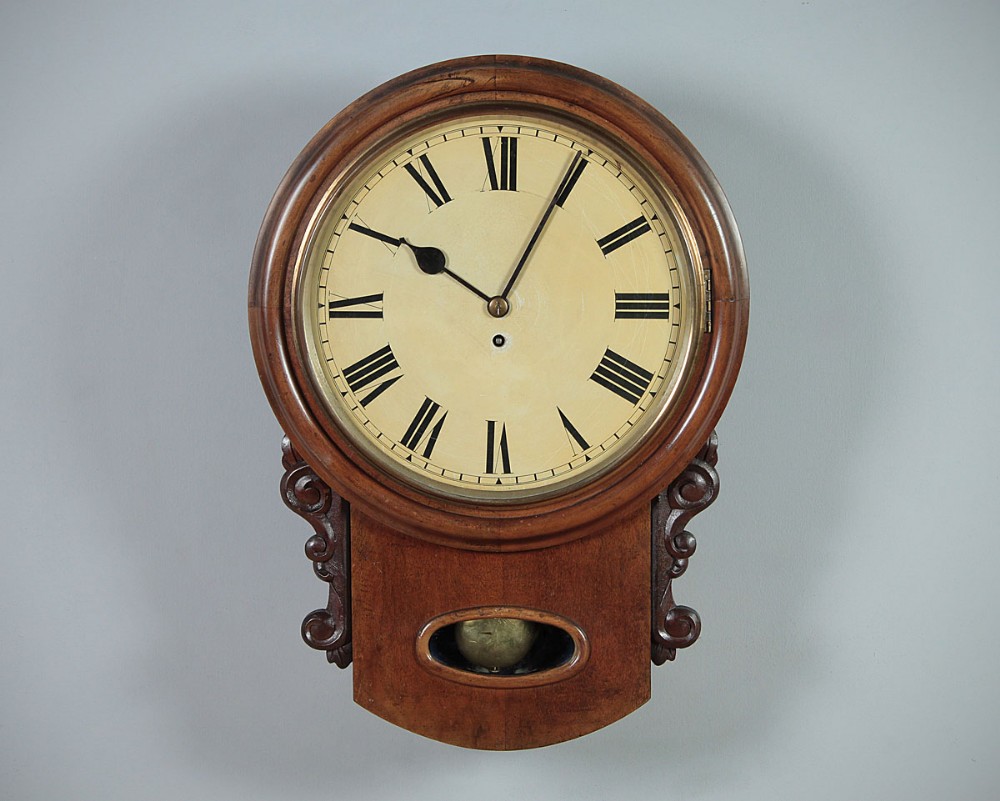 Mahogany Drop Dial Fusee Wall Clock by Winterhalder & Hofmeier c.1905. 