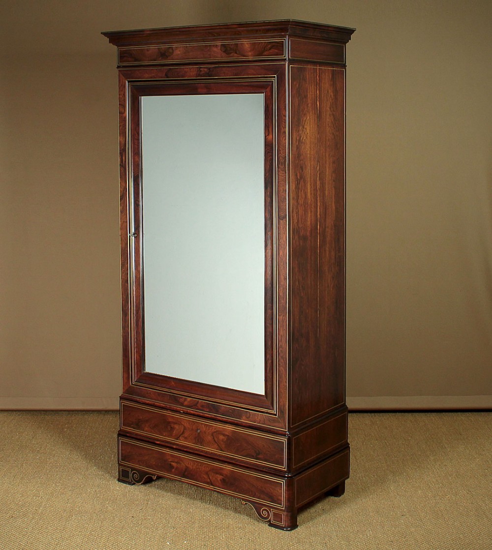 Brass Inlaid Rosewood Wardrobe c.1860.