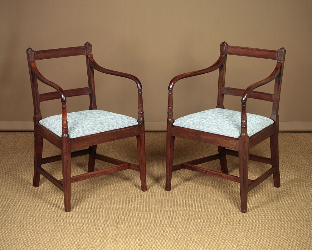 Pair of Regency Mahogany Open Armchairs c.1820.