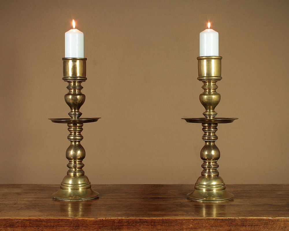 Pair of Very Large Brass Candle Sticks c.1900.
