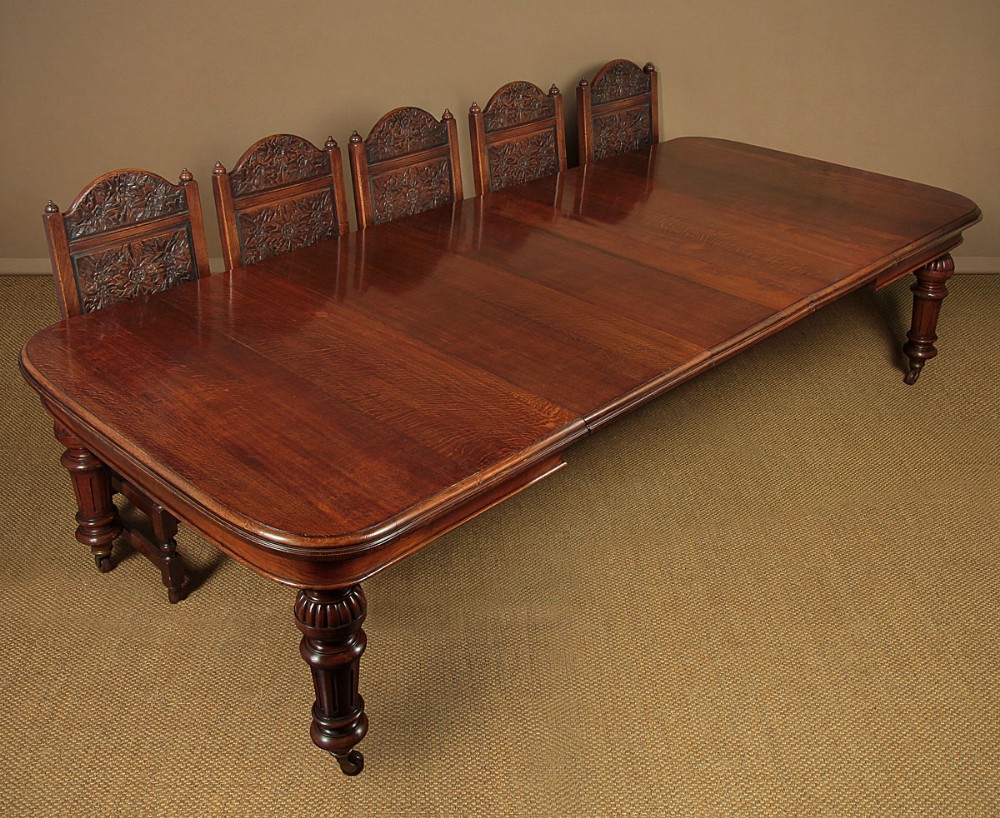 12 Seater Extending Oak Dining Table c.1880.