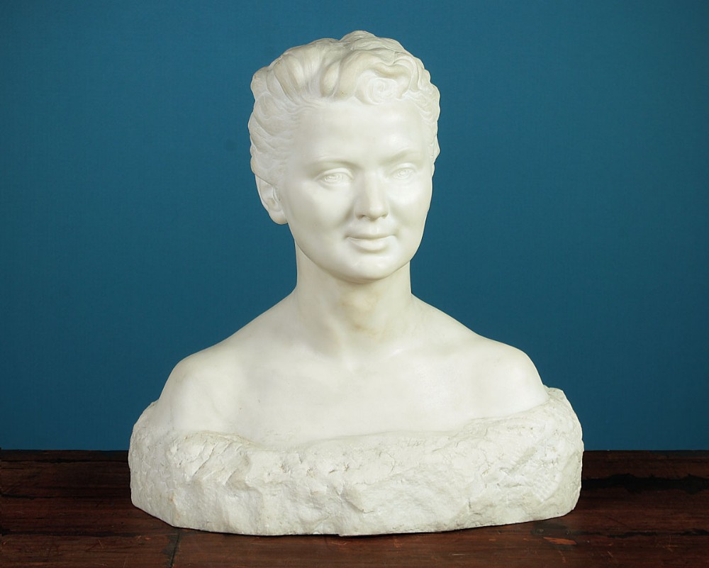 Large Marble Bust of a Woman by Gustave Van Vaerenbergh c.1910.