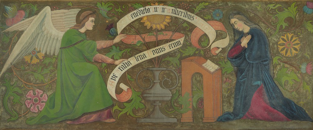 Very Large Decorative Painting of the Annunciation dated 1908. View II
