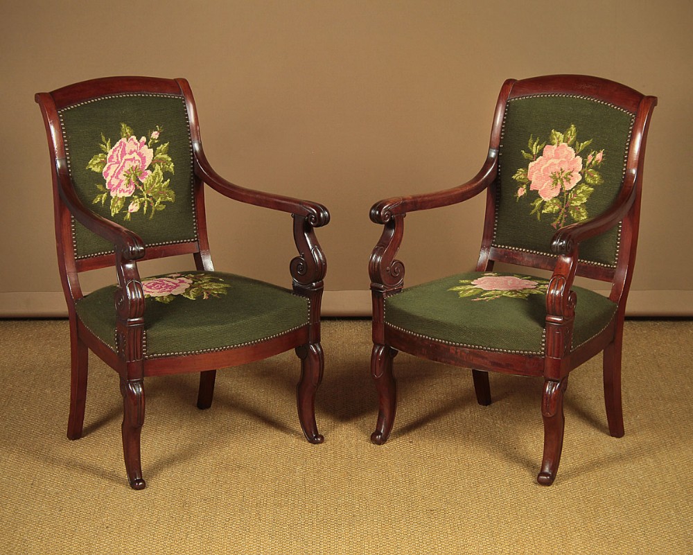 Pair of Mahogany Open Armchairs c.1830.