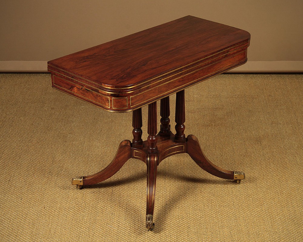 Brass Inlaid Rosewood Fold Over Games Table c.1830.