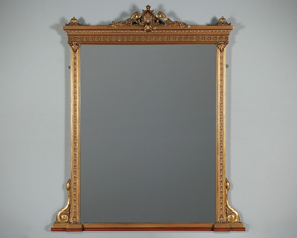 Large Gilded Overmantle Mirror c.1890.