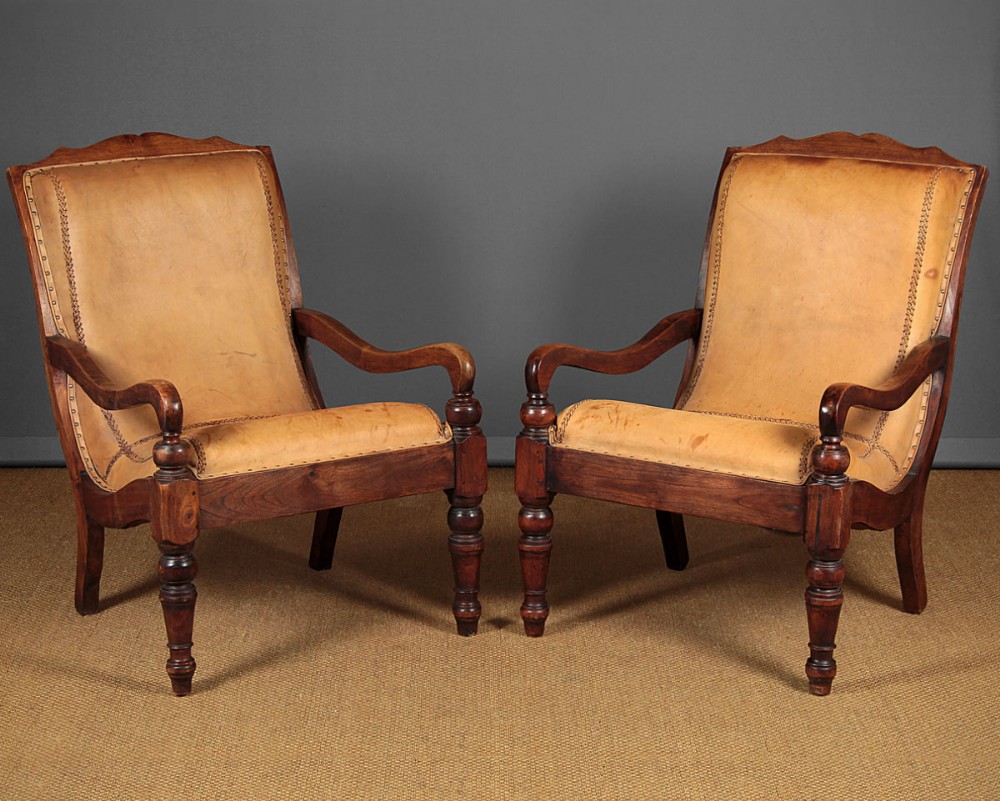 Pair of Large Leather Planter’s Armchairs c.1920.