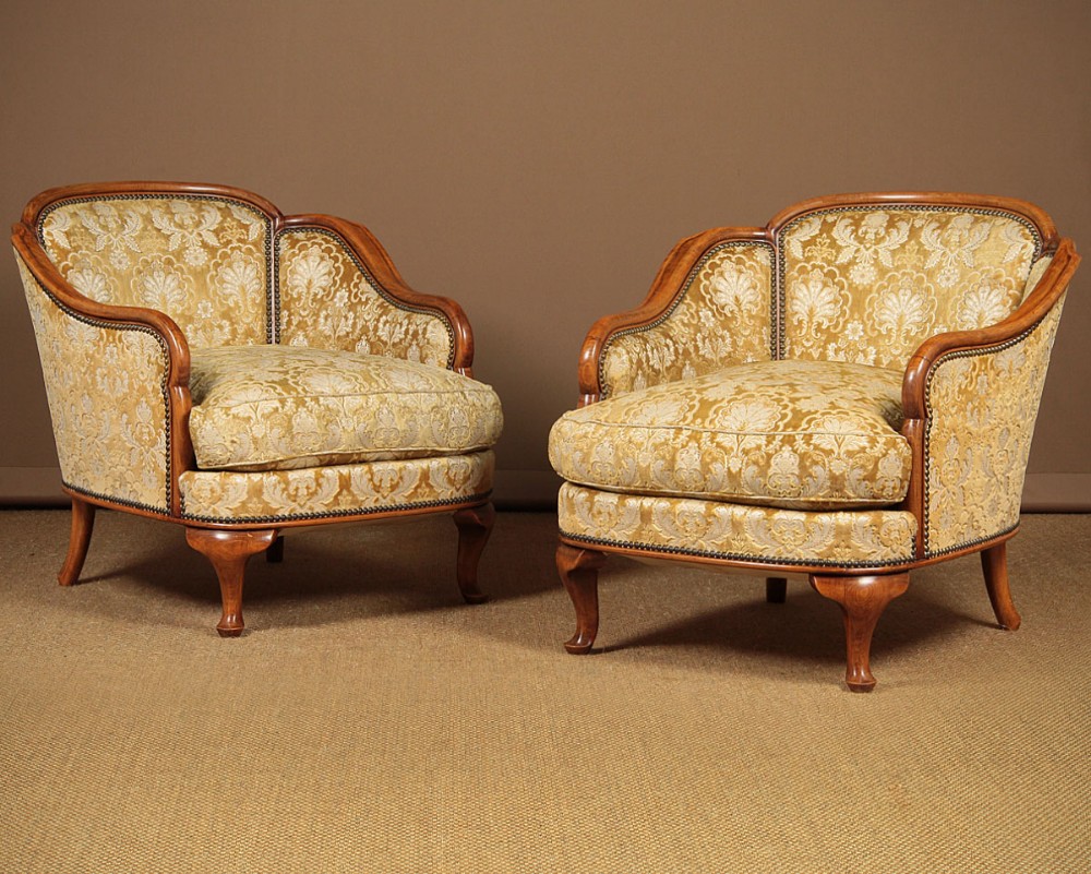 Pair of Low Upholstered Easy Armchairs c.1930.