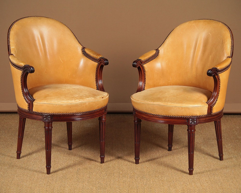 Pair of Mahogany & Leather Desk Chairs c.1930.