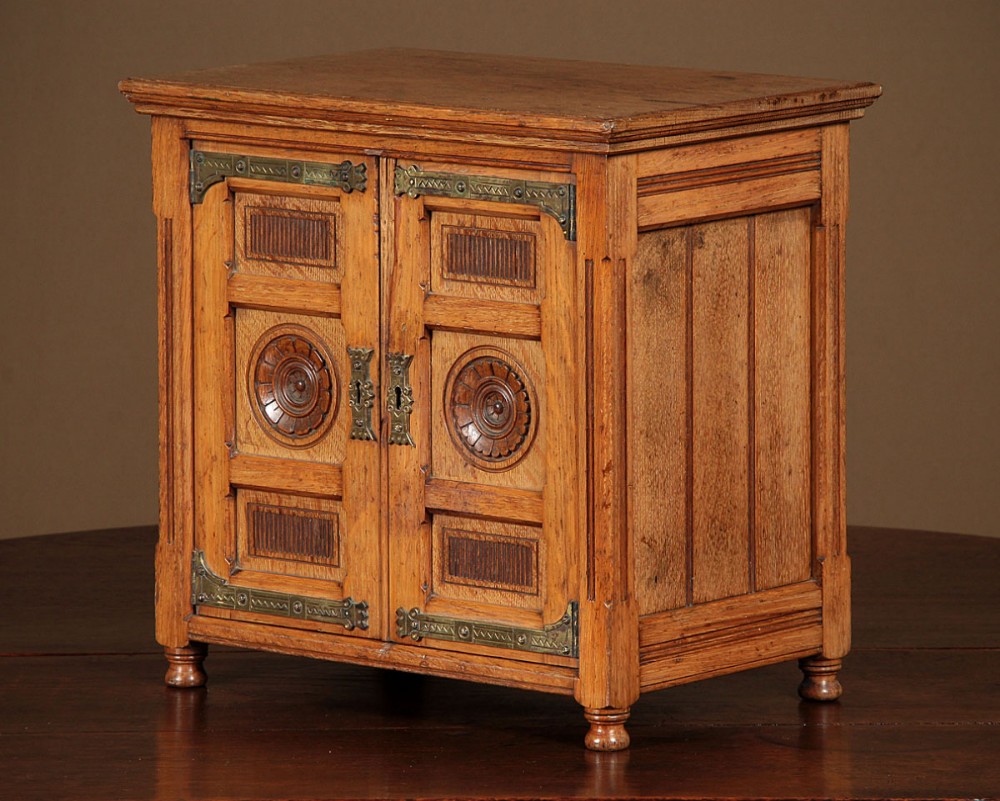 19th.c. Miniature Aesthetic Movement Oak Cabinet c.1860.