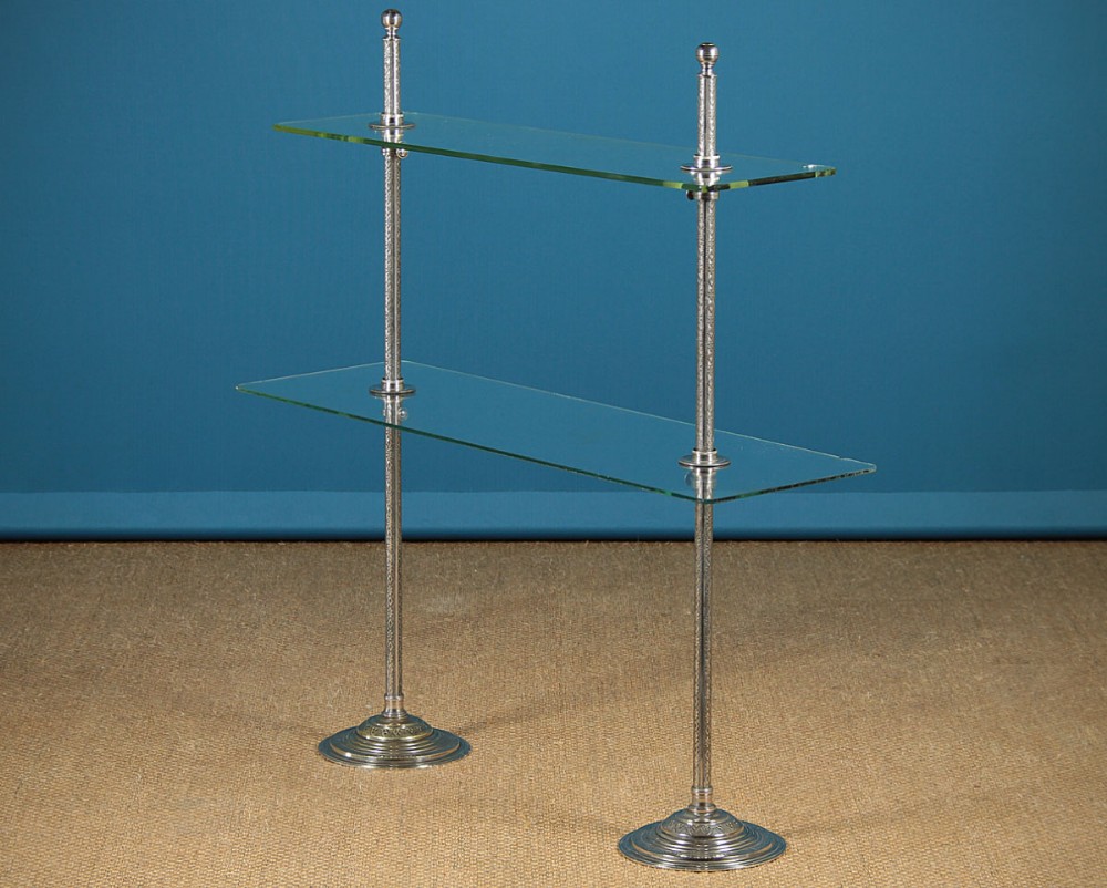 Two Tier Nickel Plated Shop Display Shelf c.1910.