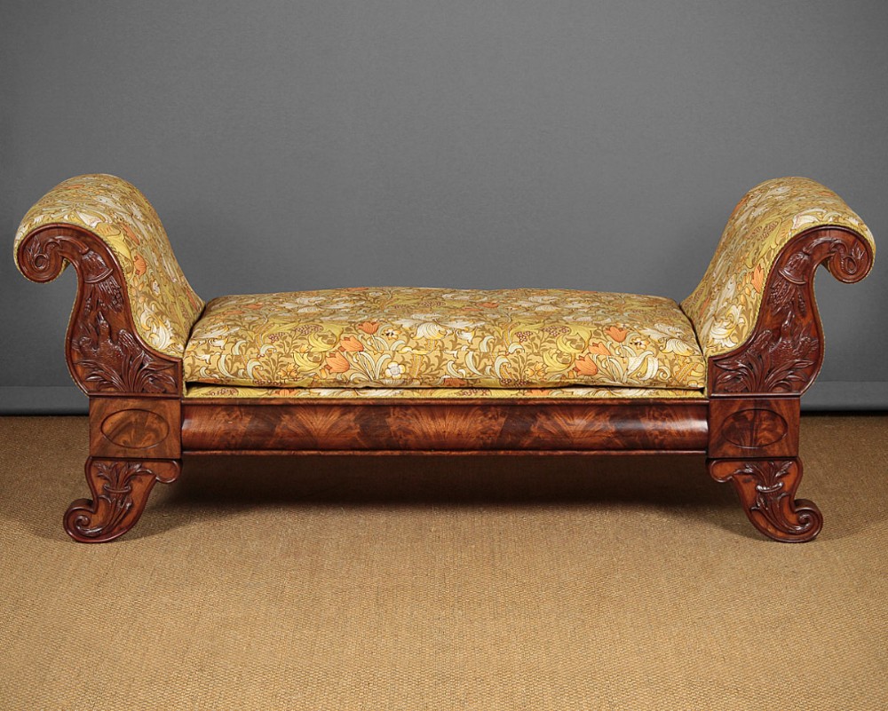 Regency Scroll End Window Seat c.1820.