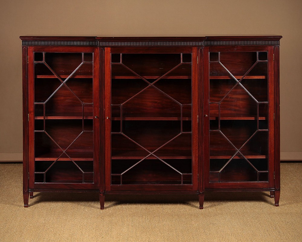 Long Mahogany Breakfront Bookcase c.1905.