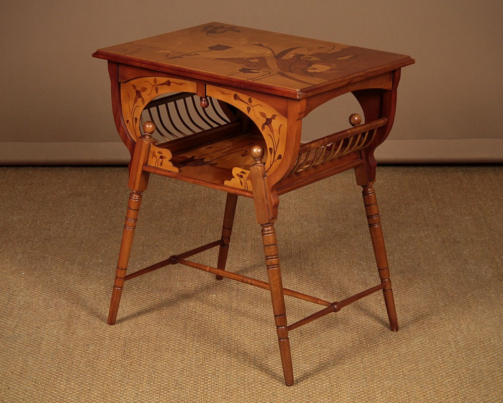 Art Nouveau Side Table in the Manner of Émile Gallé.