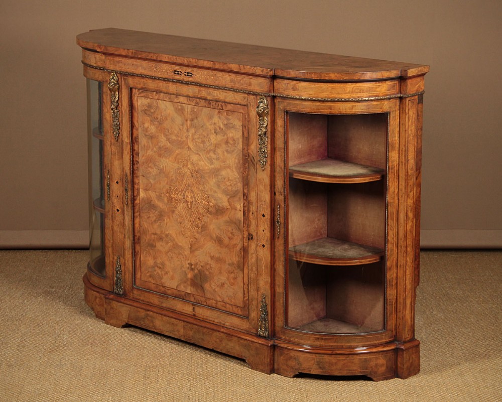 Burr Walnut Credenza Side Cabinet c.1880.