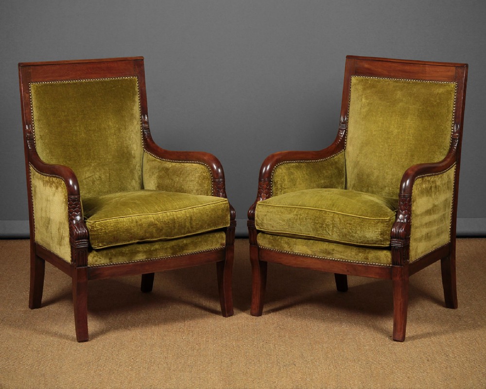 Pair of Empire Style Mahogany Armchairs c.1900.