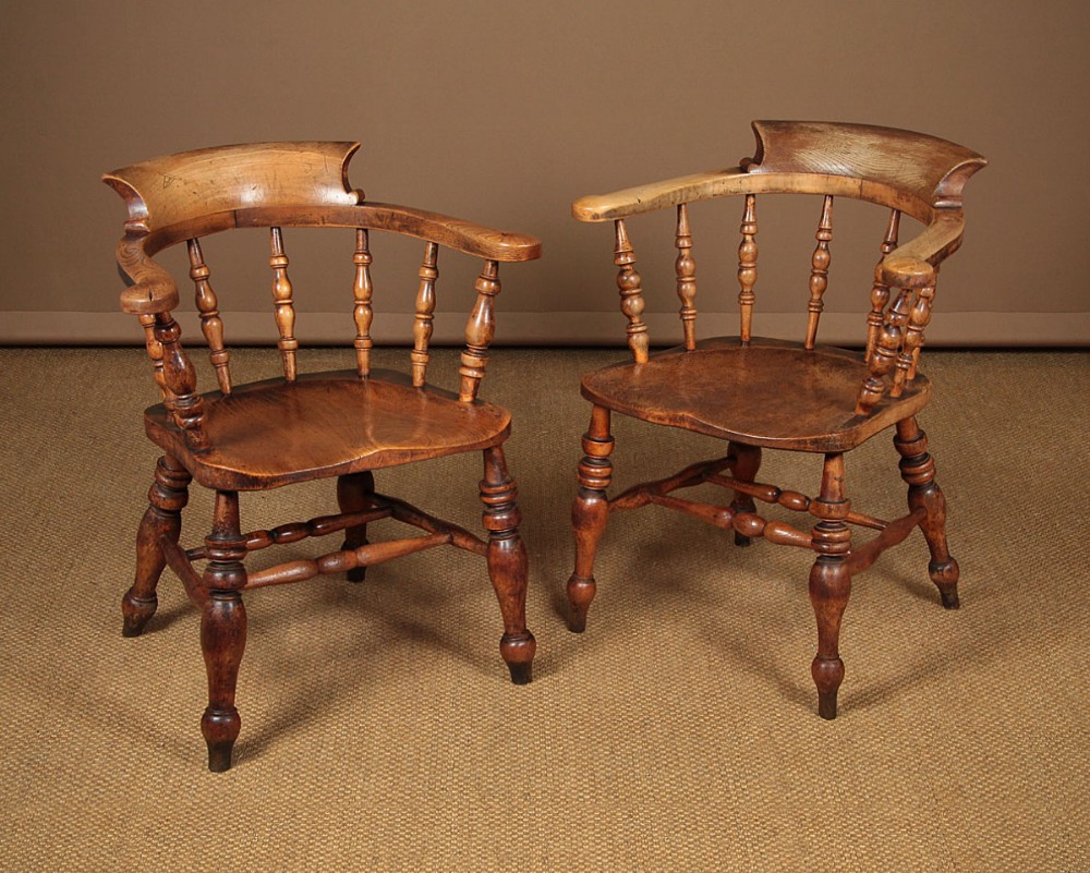 Pair of Smoker’s Bow Armchairs c.1880.